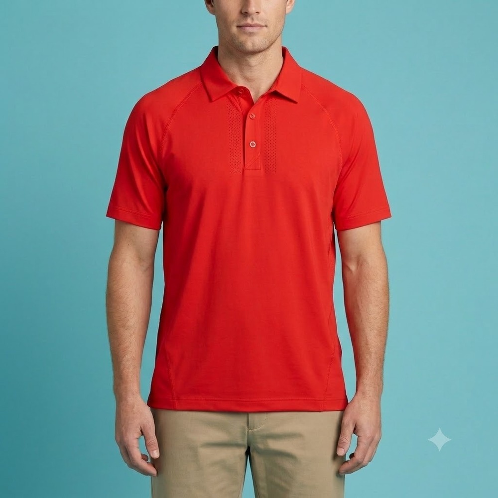 Cutter & Buck Polo Shirt Mens Large Red Short Sleeve Performance Golf